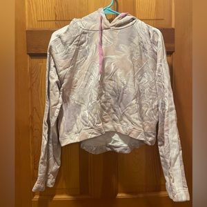 Pink marbled the upside cropped hoodie